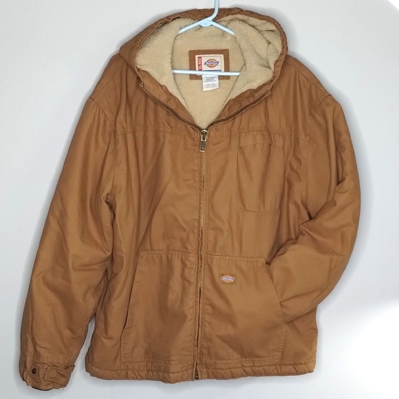 Dickies sherpa lined hooded jacket XL canvas duck workwear - Picture 1 of 11